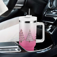 Pink Christmas Tumbler With Handle Xmas Trees Pinkmas Gift For Her - Wonder Print Shop