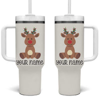 Personalized Christmas Tumbler With Handle Reindeer Hot Chocolate Mug Xmas Gifts for Kids - Wonder Print Shop