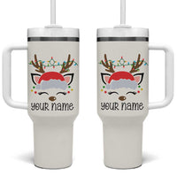 Personalized Christmas Tumbler With Handle Custom Name Xmas Gift For Kids Boys Family Matching Set Reindeer - Wonder Print Shop