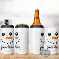 Personalized Christmas 4 in 1 Can Cooler Tumbler Custom Name Xmas Gift Snowman Face Family Matching Set - Wonder Print Shop