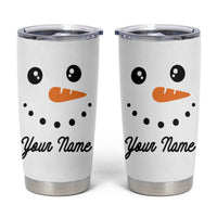 Personalized Christmas Tumbler Cup Custom Name Xmas Gift Snowman Face Family Matching Set - Wonder Print Shop