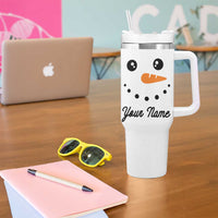 Personalized Christmas Tumbler With Handle Custom Name Xmas Gift Snowman Face Family Matching Set - Wonder Print Shop