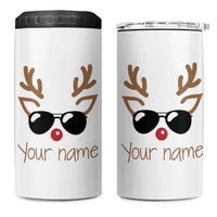 Personalized Christmas 4 in 1 Can Cooler Tumbler Custom Name Xmas Gift For Kids Boys Family Matching Set Reindeer Face - Wonder Print Shop