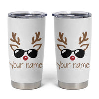 Personalized Christmas Tumbler Cup Custom Name Xmas Gift For Kids Boys Family Matching Set Reindeer Face - Wonder Print Shop