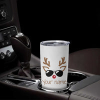 Personalized Christmas Tumbler Cup Custom Name Xmas Gift For Kids Boys Family Matching Set Reindeer Face - Wonder Print Shop
