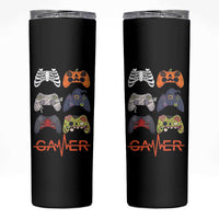 Funny Halloween Skeleton Zombie Gaming Controller Skinny Tumbler Gamer Gaming Gift for Son Boy Teen - Wonder Print Shop