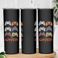 Funny Halloween Skeleton Zombie Gaming Controller Skinny Tumbler Gamer Gaming Gift for Son Boy Teen - Wonder Print Shop