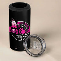Cute Ghost Halloween Breast Cancer Awareness 4 in 1 Can Cooler Tumbler Breast Cancer Is Boo Sheet - Wonder Print Shop