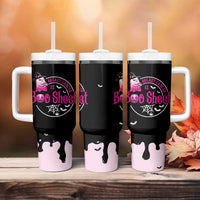 Cute Ghost Halloween Breast Cancer Awareness Tumbler With Handle Breast Cancer Is Boo Sheet - Wonder Print Shop