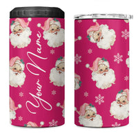 Personalized Christmas 4 in 1 Can Cooler Tumbler Custom Name Pink Santa Claus Retro Xmas Gifts - Wonder Print Shop