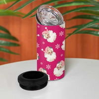 Personalized Christmas 4 in 1 Can Cooler Tumbler Custom Name Pink Santa Claus Retro Xmas Gifts - Wonder Print Shop