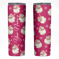 Personalized Christmas Skinny Tumbler Custom Name Pink Santa Claus Retro Xmas Gifts - Wonder Print Shop