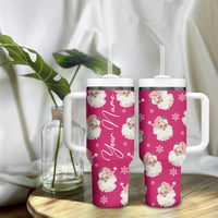 Personalized Christmas Tumbler With Handle Custom Name Pink Santa Claus Retro Xmas Gifts - Wonder Print Shop