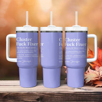 Personalized Coworker Tumbler With Handle Custom Name Cluster Fuck An Expert Problem Solver Christmas Gift Purple - Wonder Print Shop