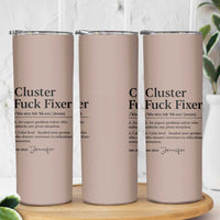 Personalized Coworker Skinny Tumbler Custom Name Cluster Fuck An Expert Problem Solver Christmas Gift Brown - Wonder Print Shop