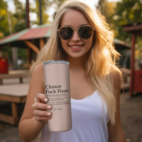 Personalized Coworker Skinny Tumbler Custom Name Cluster Fuck An Expert Problem Solver Christmas Gift Brown - Wonder Print Shop