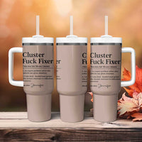 Personalized Coworker Tumbler With Handle Custom Name Cluster Fuck An Expert Problem Solver Christmas Gift Brown - Wonder Print Shop