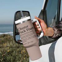 Personalized Coworker Tumbler With Handle Custom Name Cluster Fuck An Expert Problem Solver Christmas Gift Brown - Wonder Print Shop