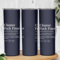 Personalized Coworker Skinny Tumbler Custom Name Cluster Fuck An Expert Problem Solver Christmas Gift Navy - Wonder Print Shop