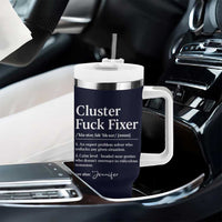 Personalized Coworker Tumbler With Handle Custom Name Cluster Fuck An Expert Problem Solver Christmas Gift Navy - Wonder Print Shop