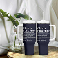 Personalized Coworker Tumbler With Handle Custom Name Cluster Fuck An Expert Problem Solver Christmas Gift Navy - Wonder Print Shop