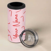 Personalized Christmas 4 in 1 Can Cooler Tumbler Custom Name Candy Canes Pink Xmas Gifts - Wonder Print Shop
