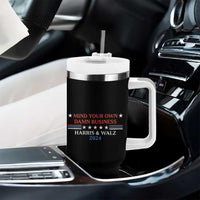 Harris Walz 2024 Tumbler With Handle Mind Your Own Damn Business American Flag - Wonder Print Shop