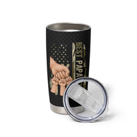 Best Papa Ever Tumbler Cup Being A Dad Is An Honor Vintage Camo Flag Father's Day