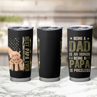Best Papa Ever Tumbler Cup Being A Dad Is An Honor Vintage Camo Flag Father's Day