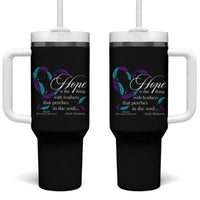 Suicide Prevention Awareness Tumbler With Handle Hope Is The Thing With Feathers That Perches In The Soul Heart - Wonder Print Shop