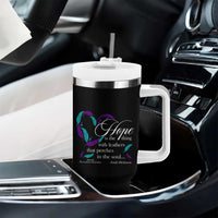 Suicide Prevention Awareness Tumbler With Handle Hope Is The Thing With Feathers That Perches In The Soul Heart - Wonder Print Shop