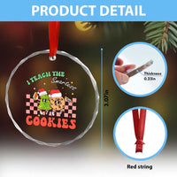 Teacher Christmas Crystal Glass Ornament I Teach The Smartest Cookies Retro Groovy Xmas Cookies TS02