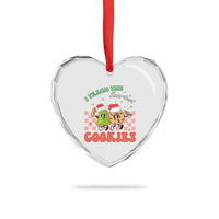 Teacher Christmas Heart Crystal Glass Ornament I Teach The Smartest Cookies Retro Groovy Xmas Cookies - Wonder Print Shop