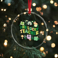 Teachers St Patrick's Day Crystal Glass Ornament One Lucky Teacher Retro Groovy TS02