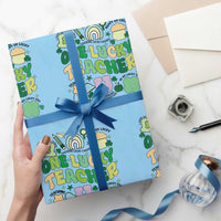Teachers St Patrick's Day Wrapping Paper Roll One Lucky Teacher Retro Groovy - Wonder Print Shop