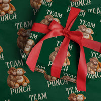 Team Punch Cute Baby Monkey Hugging Plush Toy Graphic Wrapping Paper Roll