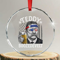 Teddy Boozedevelt Theodore Roosevelt 4th of July Crystal Glass Ornament Funny Beer Drinking Vintage American Flag