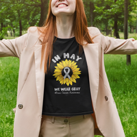 Brain Cancer T Shirt In May We Wear Gray Brain Cancer Awareness Month Sunflower - Wonder Print Shop