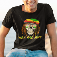 Jamaica T Shirt Wah Gwaan Jamaican Skull Pride Jamaica Flag Reggae Vacation - Wonder Print Shop