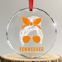 Tennessee Fan Crystal Glass Ornament Volunteers College Football Lover Game Day Messy Bun - Wonder Print Shop