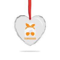 Tennessee Fan Heart Crystal Glass Ornament Volunteers College Football Lover Game Day Messy Bun - Wonder Print Shop