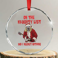 Terrifier Santa Christmas Movie Crystal Glass Ornament On The Naughty List And I Regret Nothing - Wonder Print Shop
