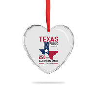 Texas Proud 250 Years Heart Crystal Glass Ornament American Made 1776 to 2026 Semiquincentennial - Wonder Print Shop