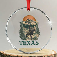 Texas Western Cowboy Life Crystal Glass Ornament Vintage Horse Riding Graphic