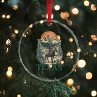 Texas Western Cowboy Life Crystal Glass Ornament Vintage Horse Riding Graphic