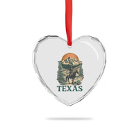 Texas Western Cowboy Life Heart Crystal Glass Ornament Vintage Horse Riding Graphic