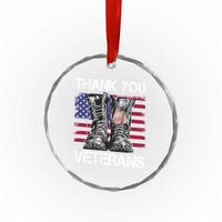 Thank You Veterans Crystal Glass Ornament American Flag Military Supportive Veterans Day - Wonder Print Shop