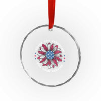 Thank You Veterans Crystal Glass Ornament American Flag Sunflower Military Tribute TS02