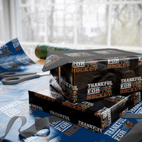 Thankful For Hockey Wrapping Paper Roll Funny Thanksgiving Ice Hockey Gift - Wonder Print Shop