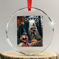 Thanksgiving Funny Bigfoot Turkey Selfie Crystal Glass Ornament - Wonder Print Shop